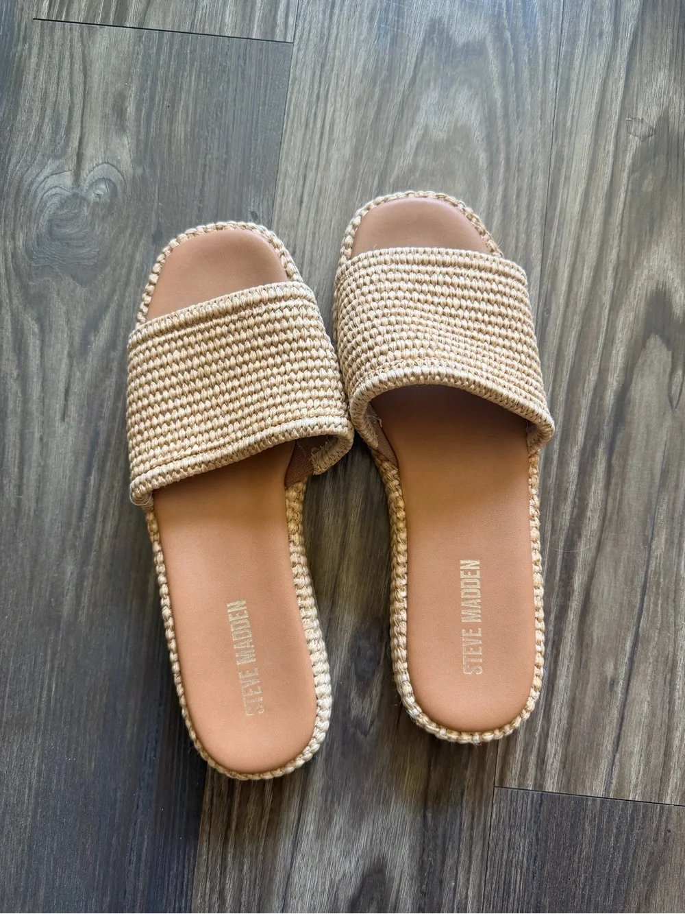 Steve Madden Beige Woven Slide Sandals - Women